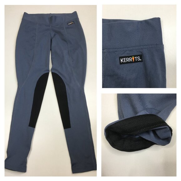 KERRITS Blue Black Suede Insert Pull On Riding Equestrian Breeches Jodhpurs Pant